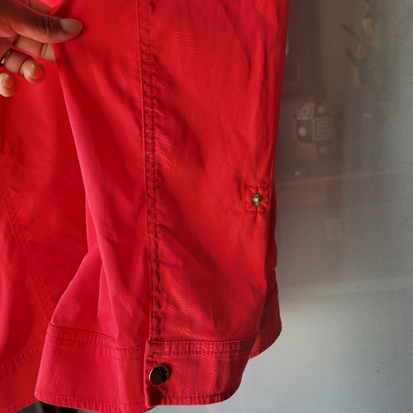 Chico's Luxe Twill Utility Jacket Malibu Punch zip snap front closure Size 2 - Picture 10 of 10